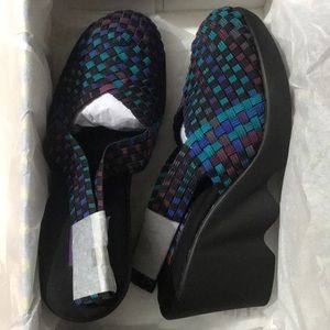 ZEE alexis Pearl Sling Back Wedges Black Royal 38